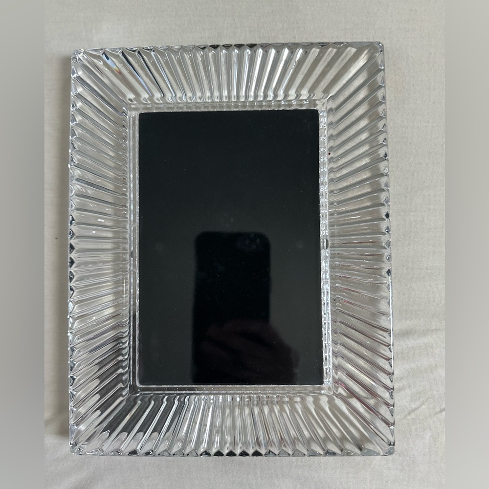 Waterford Crystal Clear Ribbed Picture Frame with Black Back
